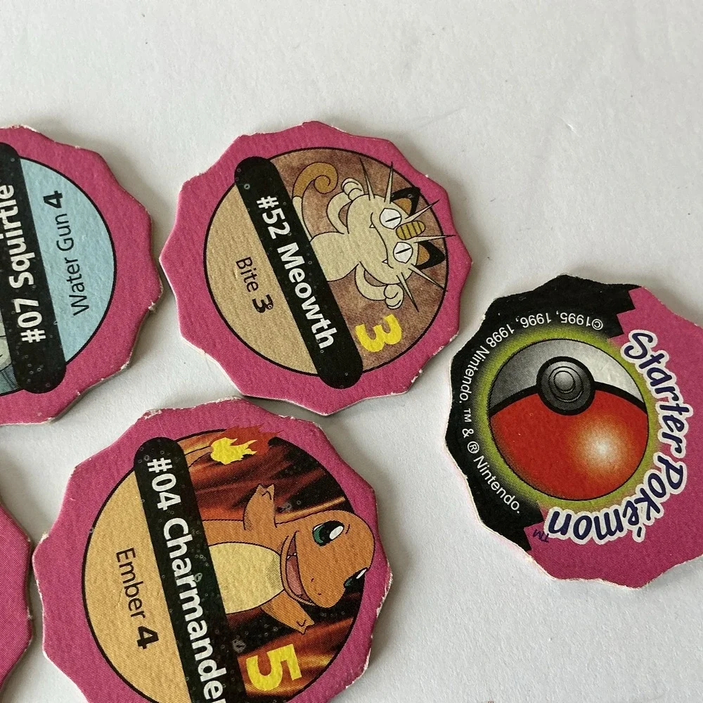 Pokemon Starter Pogs Milk Caps Lot 6 Pikachu Charmander Bulbasaur‎ Vintage